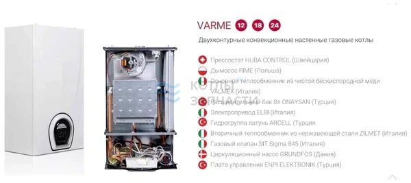 Котел газовый одноконтурный настенный, VARME 12В, Federica Bugatti